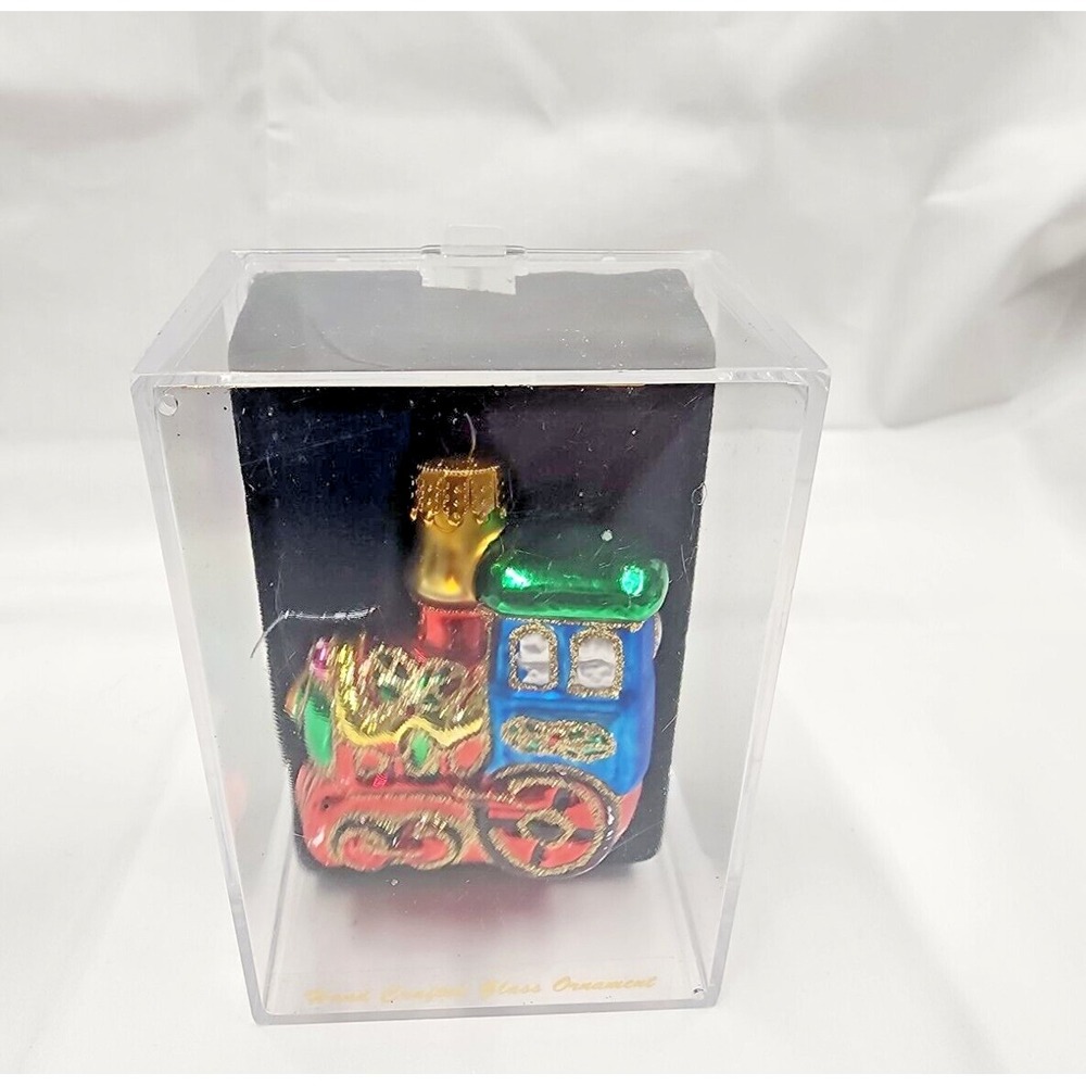 Vintage Molded Mercury Glass Train Ornament w/ Box Christmas